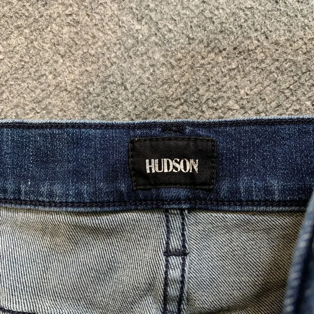Hudson Jeans Mens 33 Blake Slim Straight Zip Fly Mid Rise Pocket Whiskered Denim